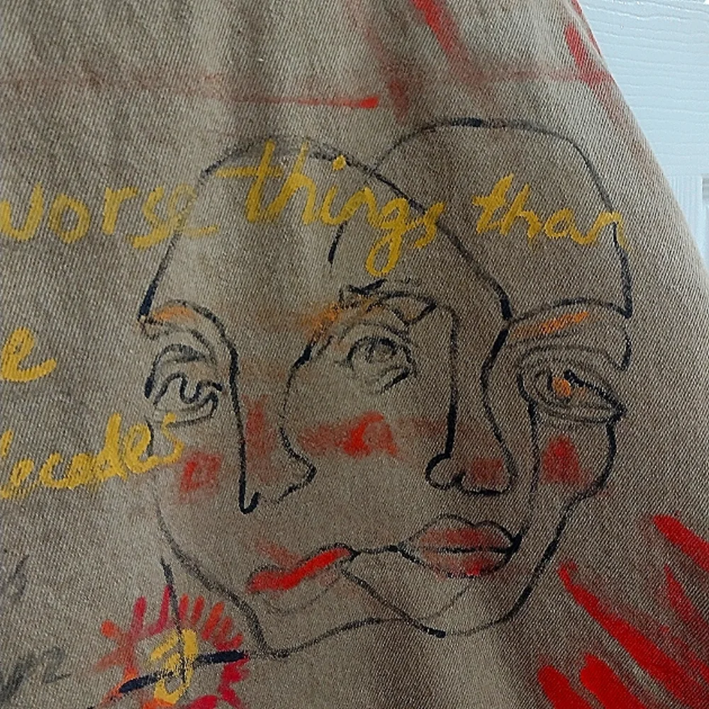 Men's Custom Hand Painted/ Graffiti Prison Issued Jacket - Picture 9 of 12